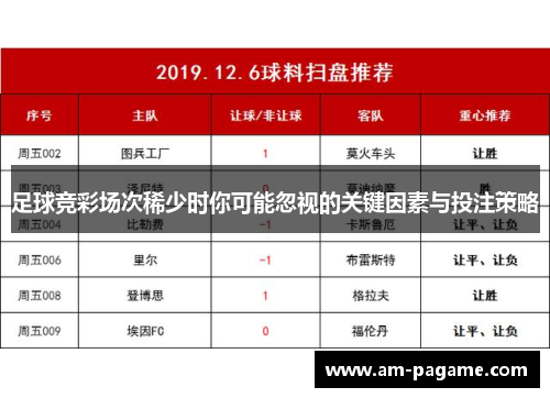 足球竞彩场次稀少时你可能忽视的关键因素与投注策略